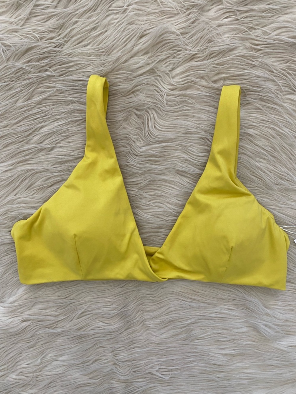 Andie Belmar Yellow V-Neck Twist Front Plunge Bikini Top Swimsuit Honeysuckle M - Picture 3 of 15